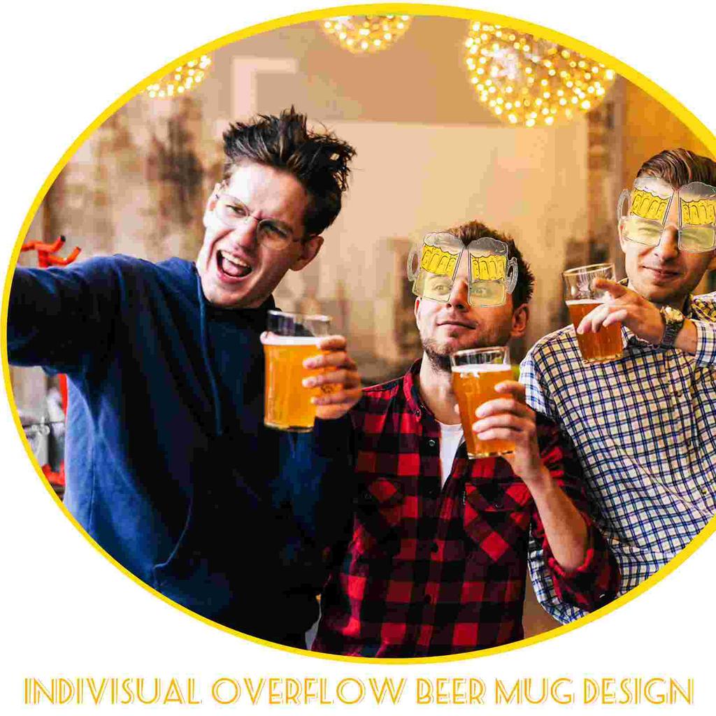 4 Pcs Beer Glasses Mug Shaped Carnival Eyeglasses Cool Funny for Festival Cup Spectacles Man