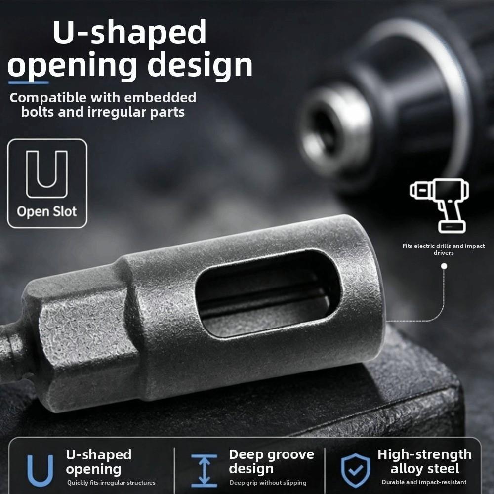 Open Side Structure Hex Socket Adapter Extended Reach Deep Socket Adapter  Bolt Installation