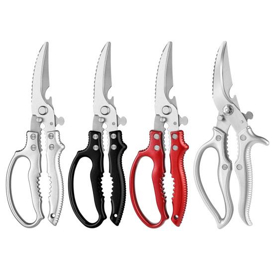 Heavy-Duty Kitchen Shears, Stainless Steel Poultry Scissors for Chicken Fish Ribs, 6-in-1 Tool with Bottle Opener, Fish Scale Scraper Nut Cracker