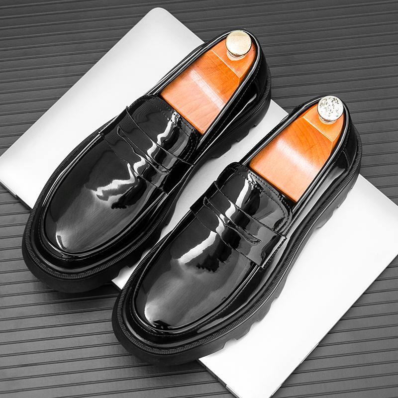 Men Formal Shoes PU Thick Soled Wear-resistant Big Toe Shoes European and American One Foot Casual Business Loafers Size 38-46