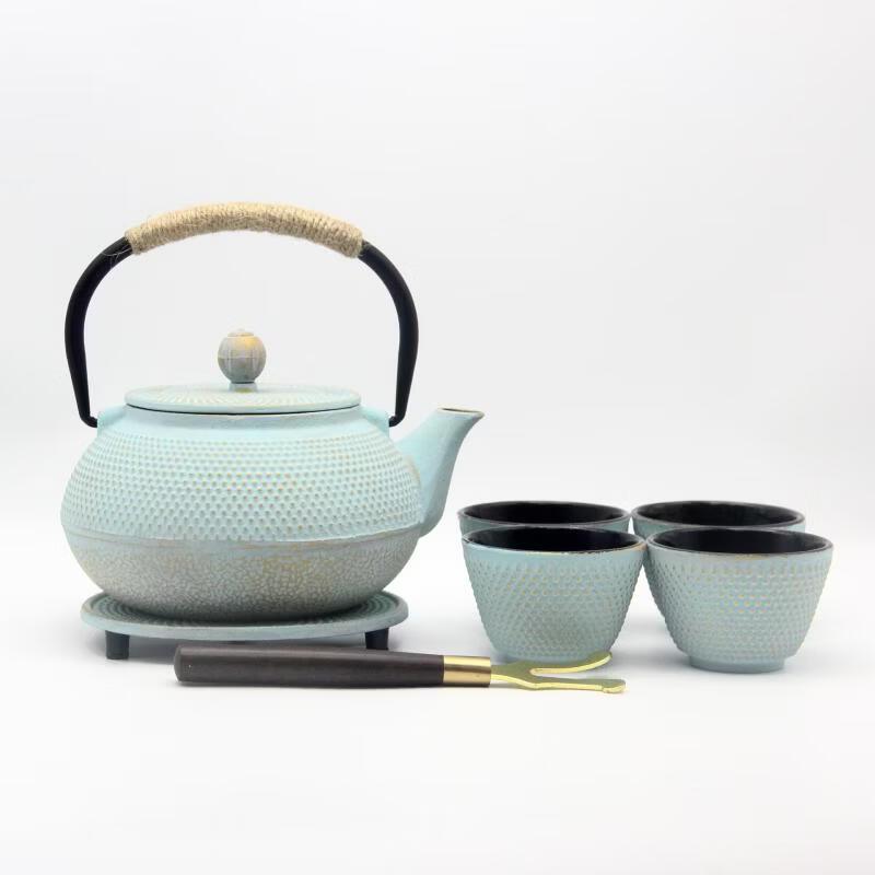 Chaxun 900ml Light Blue Granular Cast Iron Teapot Set