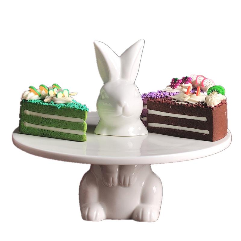 BRRabbit Shape Ceramics Cake Tray Wedding Party Dessert Display Stand Fondant Cake Decorating Tools Home Decorating ToolsEY