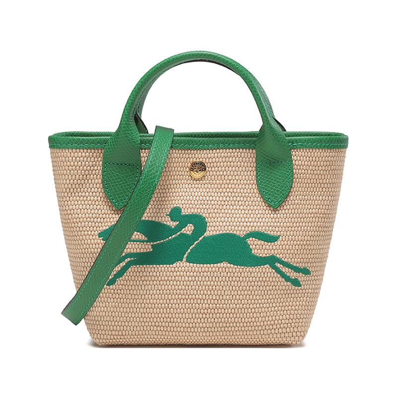 New LONGCHAMP Straw Woven Linen With Cow Leather Dumpling Bag One Shoulder Handbag Mini Women s Khaki Green 10162HYT129 160109150CM 18809₽