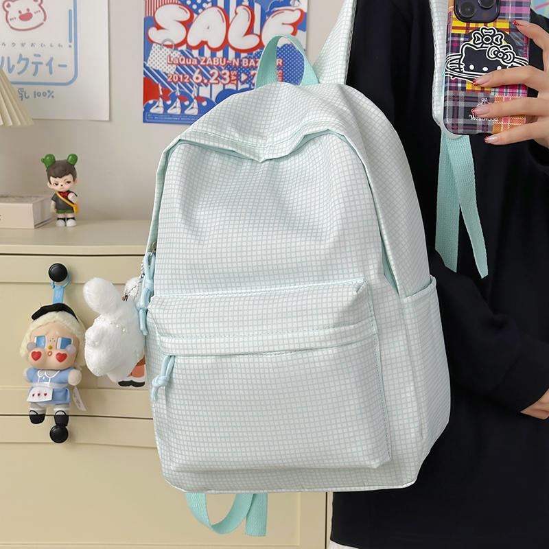 Student Schoolbag Large Capacity Check Backpack