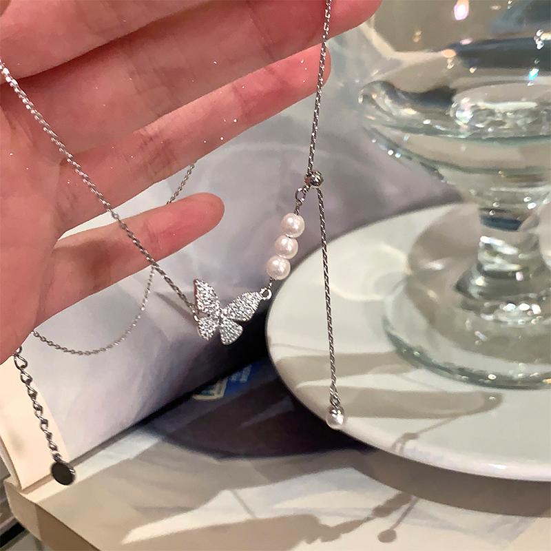 Fashion Jewelry 925 Sterling Silver Adjustable Tassel Pendant Statement Necklaces for Women 925 Silver Clavicle Chain Necklace