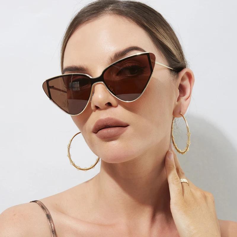 Cat Eye Sunglasses Luxury Brand Design Women Metal Triangle Sun Glasses Retro Lady Shades Eyewear Oculos