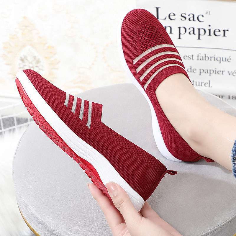 Spring and summer new flying woven old north cloth shoes women's casual running sports shoes summer mesh shoes non-slip breathable single shoes