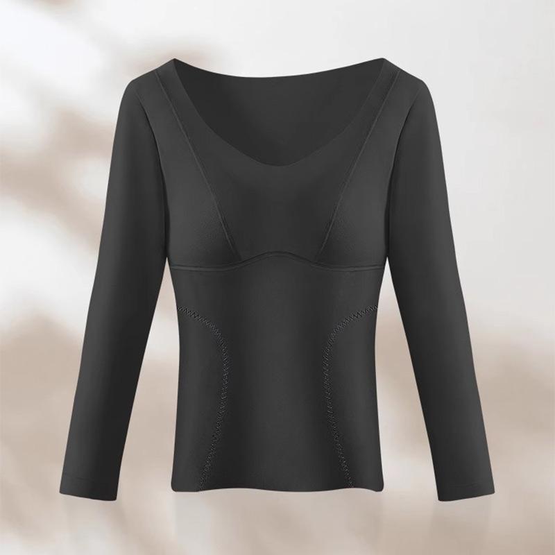 

Кашемировое термобелье женское с подкладкой утолщенное зимнее с нагрудными вкладышами нижняя рубашка без отметин большой размер 4XL чёрный