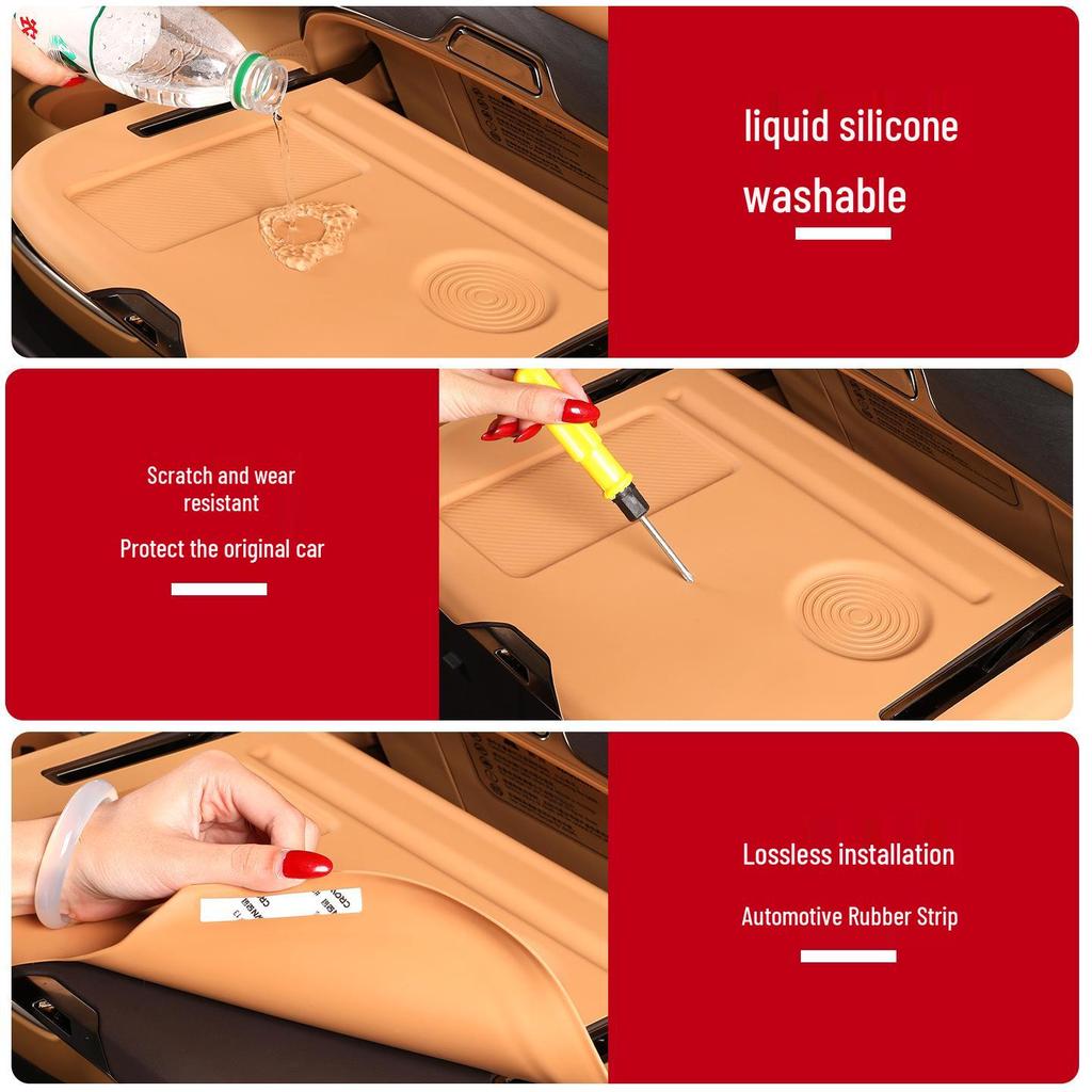 Silicone Anti-Slip Mat for DENZA D9 Middle Row Table, Interior Anti-Scratch Accessory for Foldable Seat.