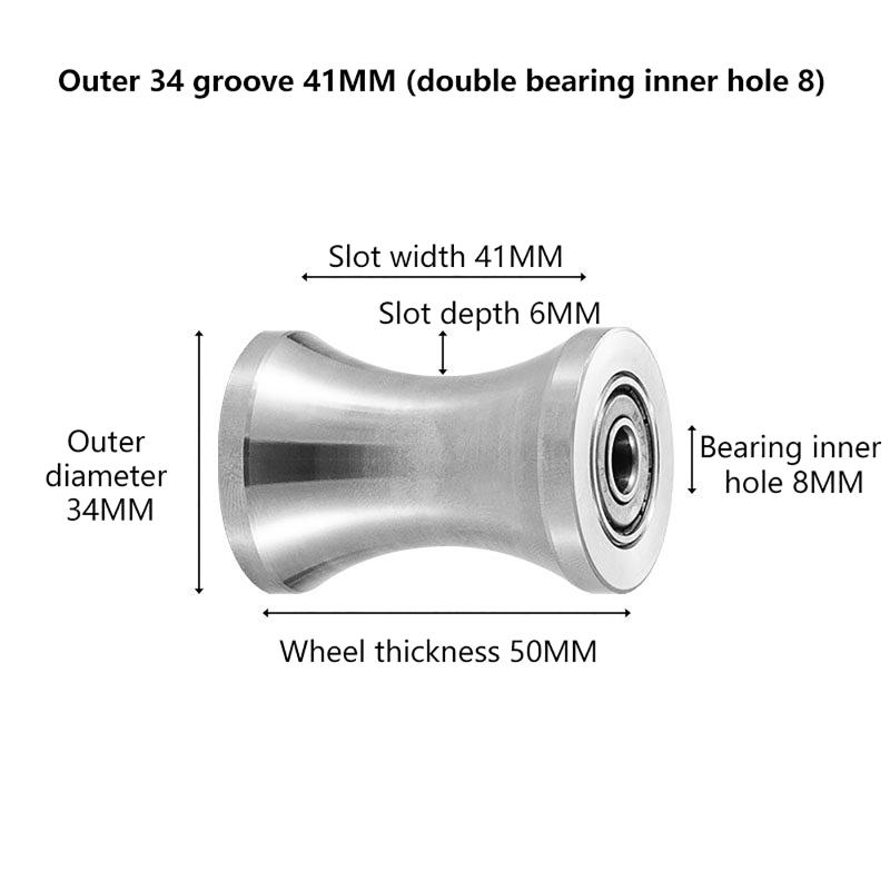304  U Groove Bearing Wheel Smooth Pulley Roller for Cable Guide Track Sliding Door Wardrobe