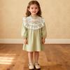 Spring Lace Flower Embroidered Stand Collar Dress for Girls – Sweet Princess Look