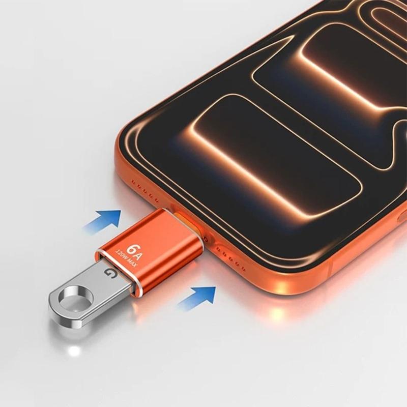 Durability Metal Type C To USB Adapter OTG Converter For Fast Data Transfer 120W 6A Charging And Device Connectivities
