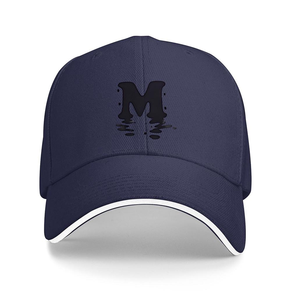 One Piece of a Dripping Black M Letter Design a Printed Baseball Cap Trucker Hat Unisex Appropriate for Any Season