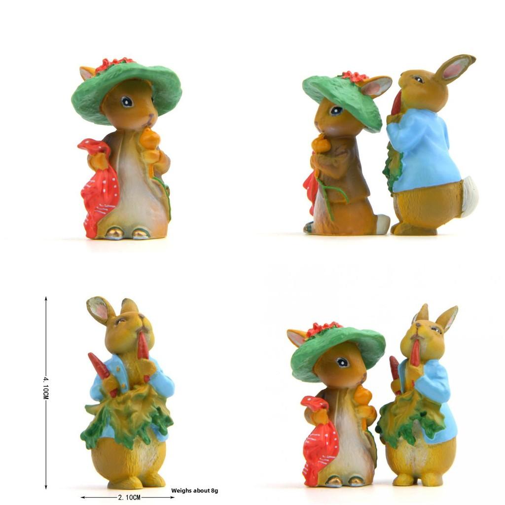 Peter Rabbit Resin Art Toy With Carrot And Hat For Diy Terrarium Decoration