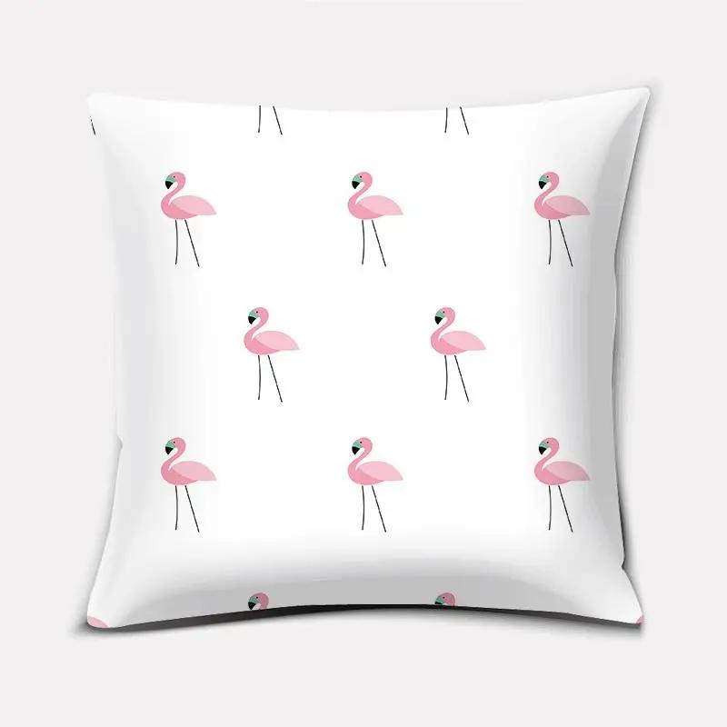 Квадратная наволочка с изображением листьев и фламинго, украшение для дома, автомобильный диван, наволочка 40x40cm