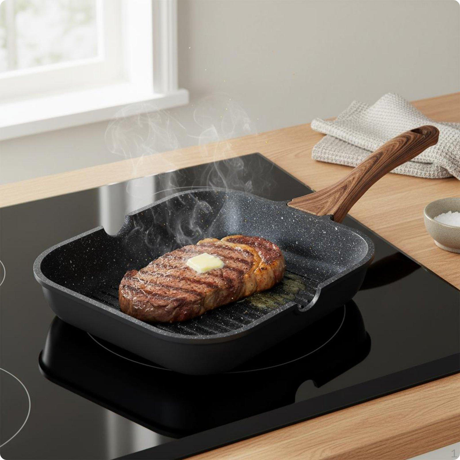 Nonstick Steak Pan Thickened Breakfast Frying Induction Compatible Cookware 24CM 24CM
