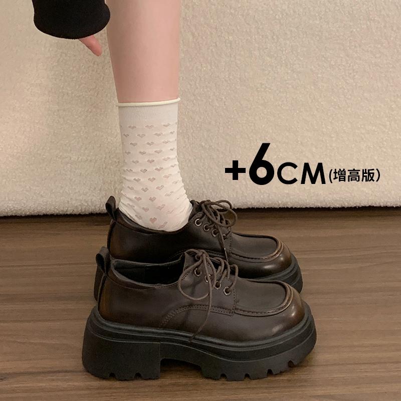 2026 New Spring Vintage Platform Thick Bottom Women Mary Jane Shoes Cross Strap Shoes Elegant College Style Leather Shoes 35 коричневый 3550₽