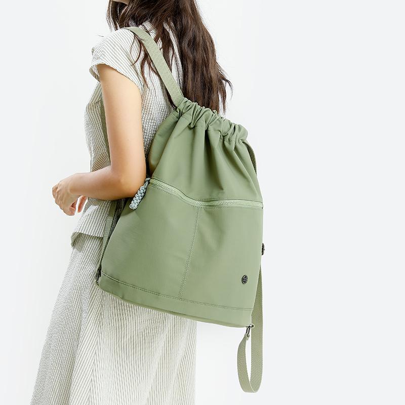 Lightweight Drawstring Pocket Solid Color Sports Backpack Women's Large Capacity Fitness Drawstring Backpack