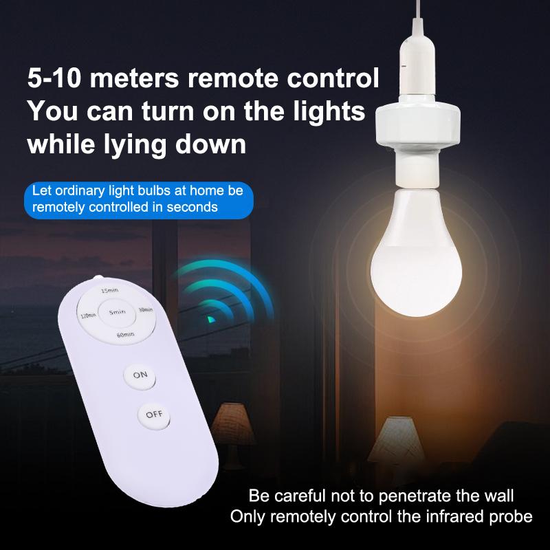 1pc E27 Remote Control Lamp Head Socket Lamp Base Wireless Smart Remote Control Lamp Holder Cap Intelligent Switch Accessories