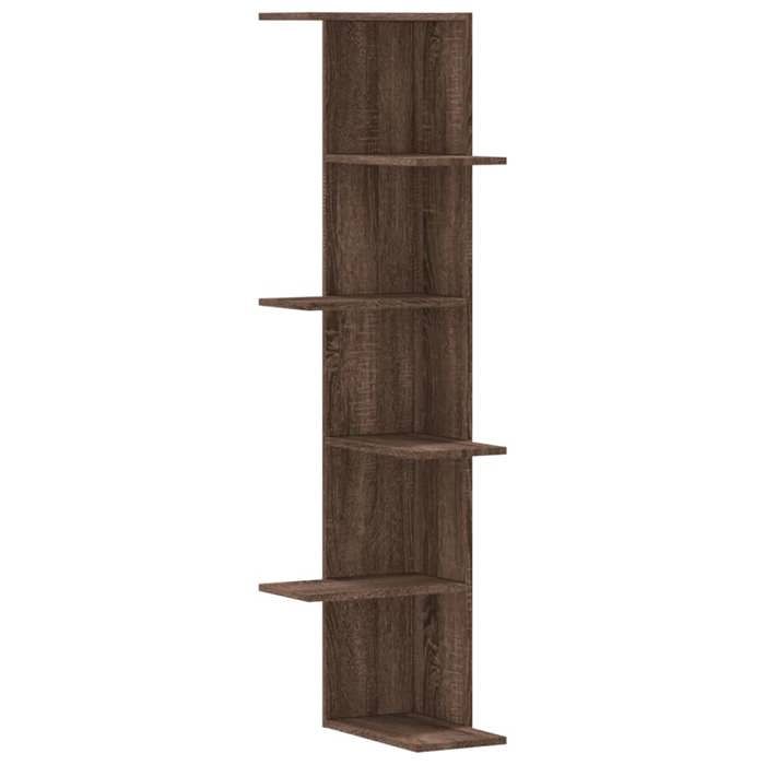 VidaXL Étagère d'angle murale chêne marron bois d'ingénierie, étagère d'angle, étagère suspendue, étagère murale suspendue, 852633
