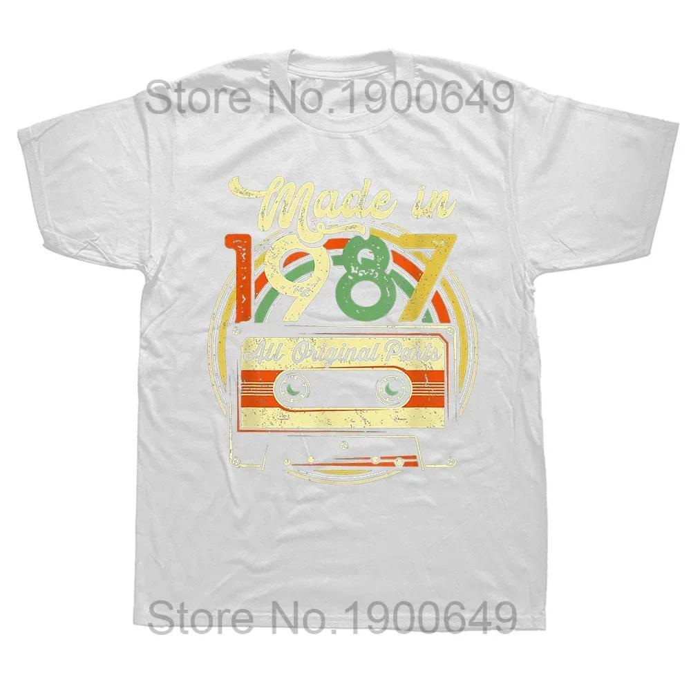 Funny Vintage 1987 Music Cassette 37th Birthday Gifts 37 Years Old Tee Tops Round Neck ShortSleeve Fashion Tshirt Basic Tshirt