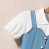 Mädchen Modekleid Sommer Kinder Süß Kurzärmliges Hemd-Rock Faltenkleidung Denim Westenkleid