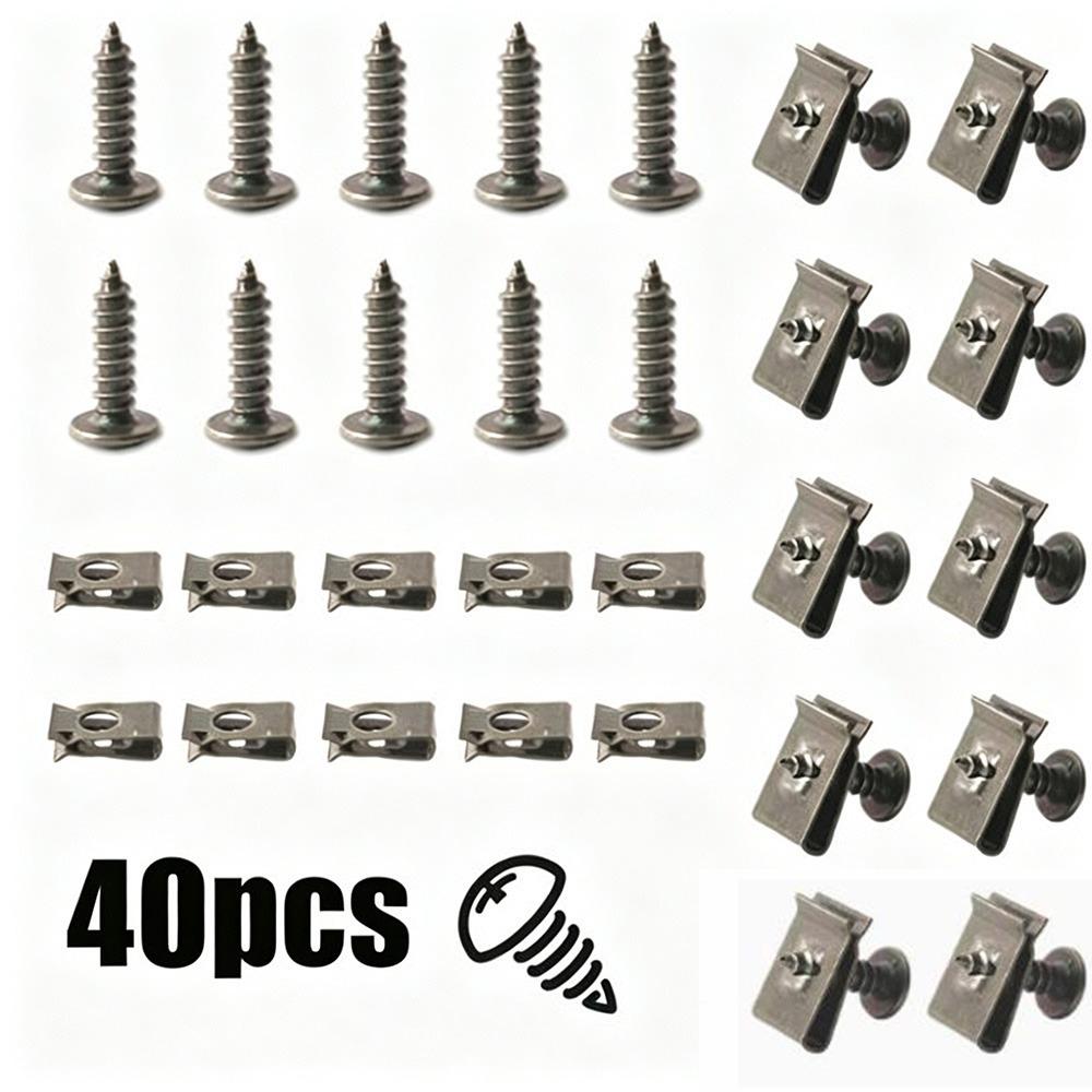 20/40/60Pcs Anti Rust U-Type Fastener Clips Iron Metal Screw Clips  Car Accessories