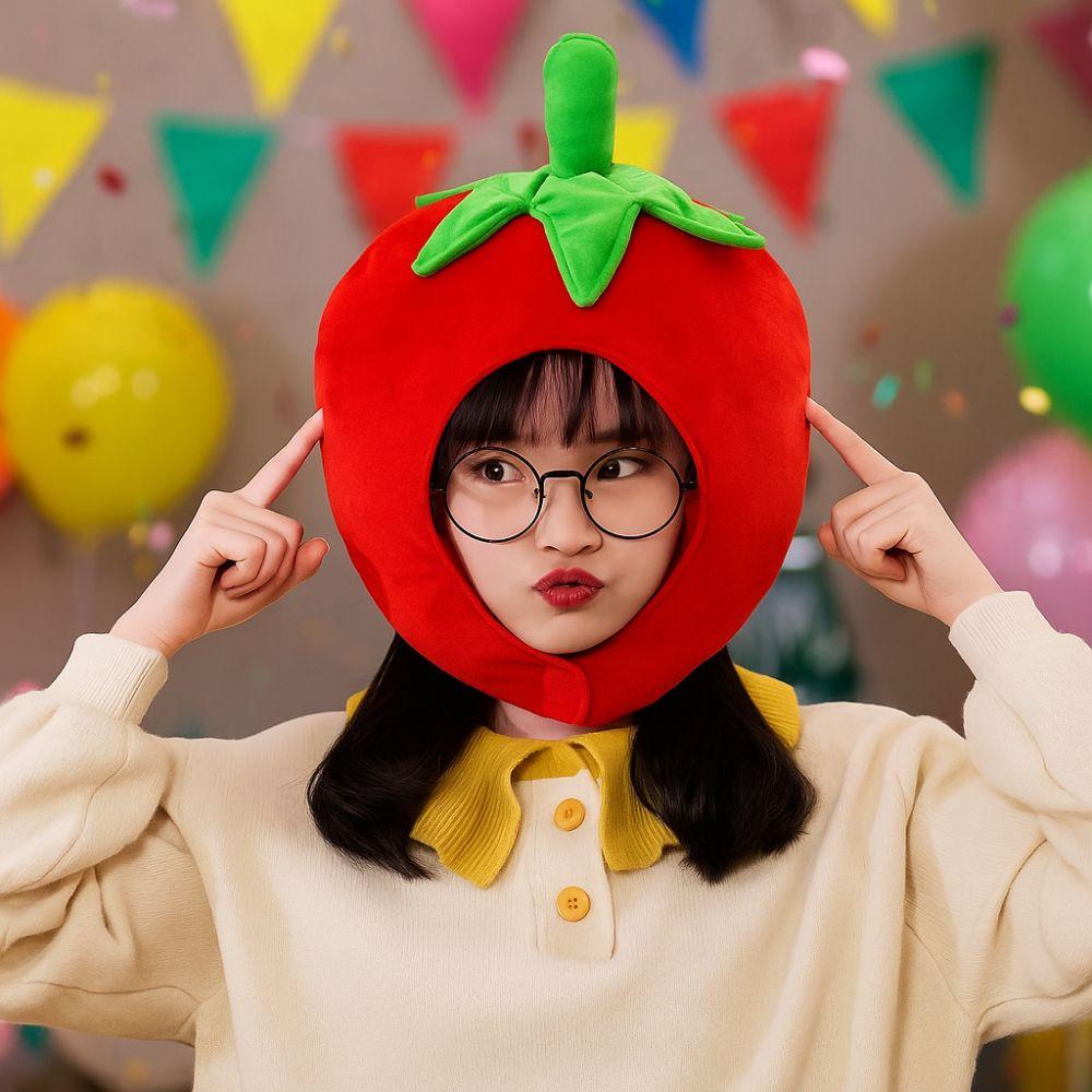 Fluffy Warm Earflap Cap Super Soft Fruit Stuffed Toys Funny Cosplay Hat Photo Props