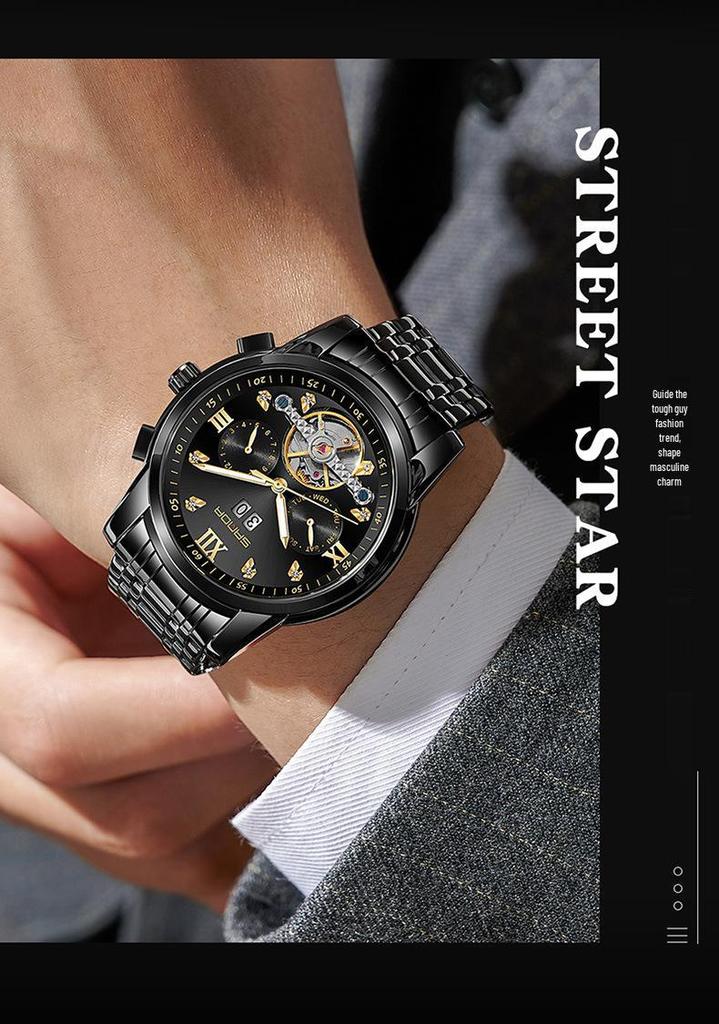 Sanda Men's Automatic Tourbillon Watch with Calendar - Trendy and Cool Design