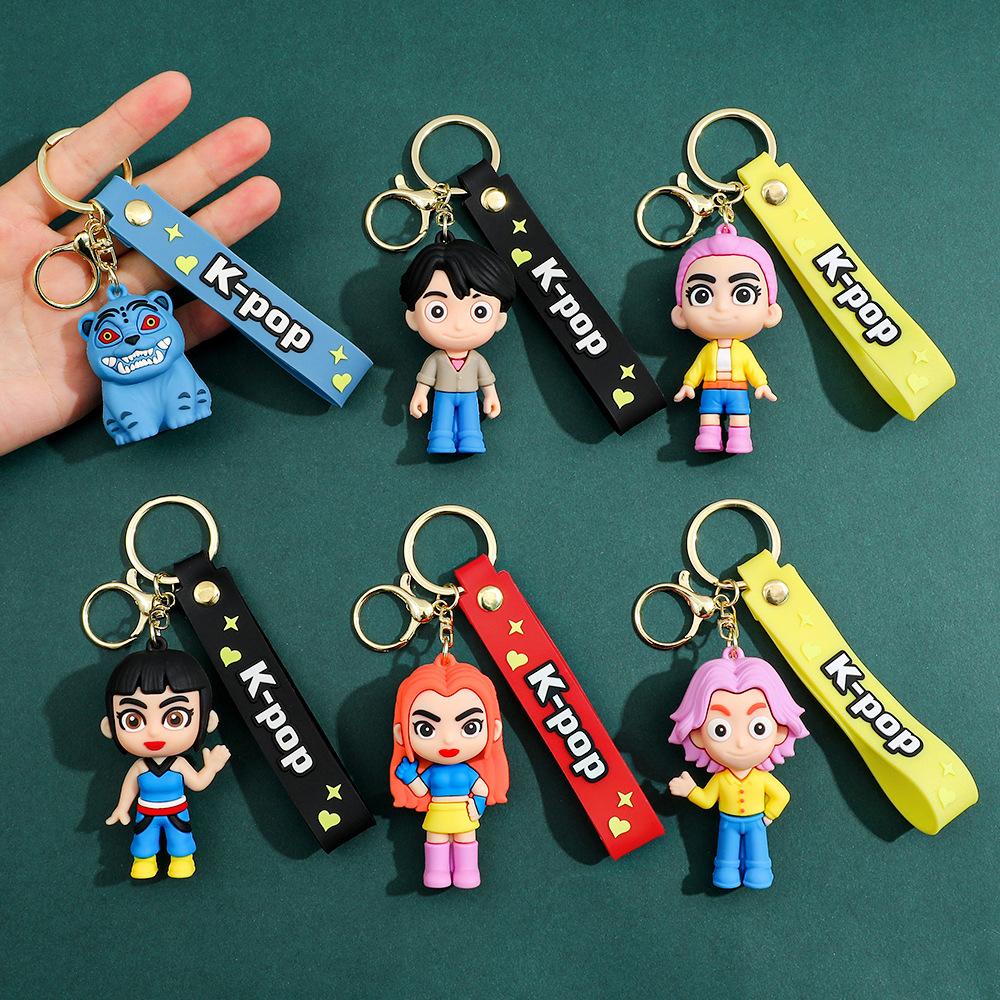 New KPOP Demon Hunters Keychain, Tiger Character PVC Figure Keychain, Cute Harajuku Style Key Ring for Kids & Fans Halloween