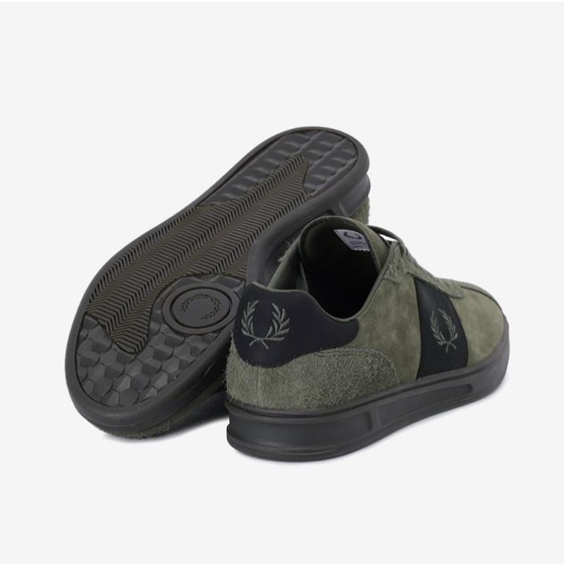 Fred Perry B4 Suede Khaki Leather Sneakers Sfpm2438325 X92