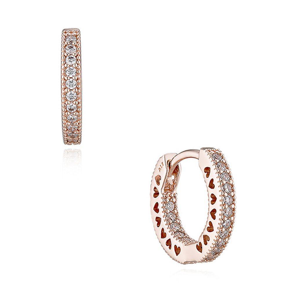 Pandora 286317C01 Signature Pave Heart Hoop Earrings