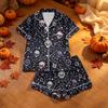 Damen Halloween Pyjama Set 2-teilig Bedruckte Nachtwäsche für lässigen Komfort