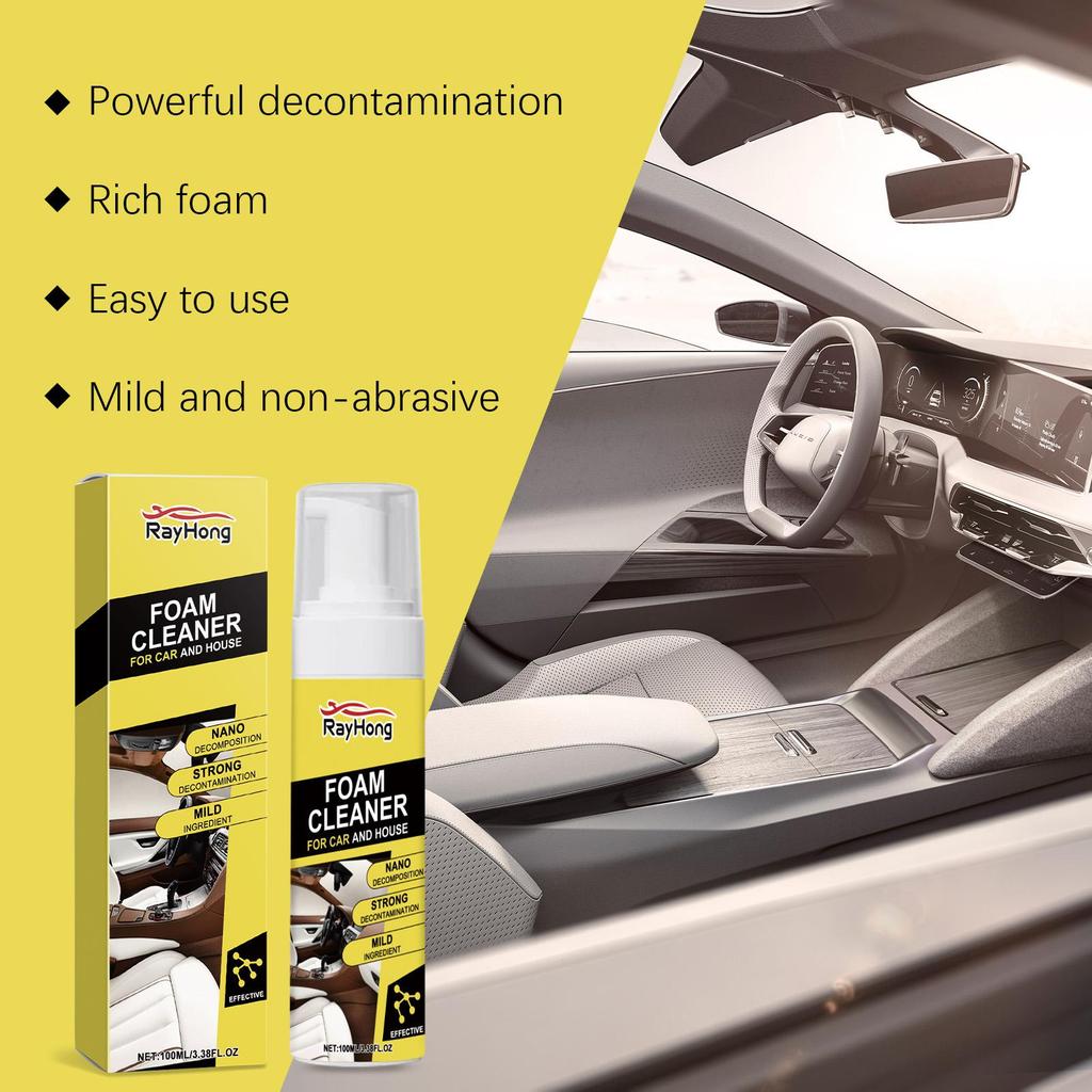 Rayhong Multifunctional Foam Car Cleaner Interior Dashboard Seat Cleaner Stain Remover Car Care Maintenance 100ml