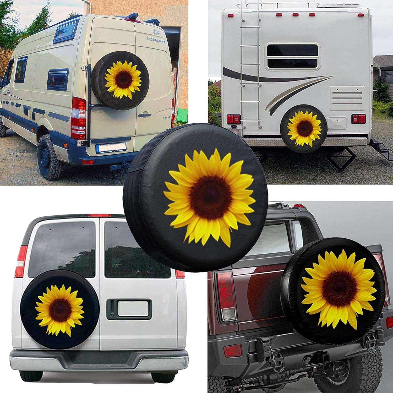 

Чехол для запасного колеса «Подсолнух» для автодома, Jeep Wrangler, прицепа, 14 15 16 17 дюймов, чехлы для колес и шин, всепогодный, пылезащитный и защита от коррозии