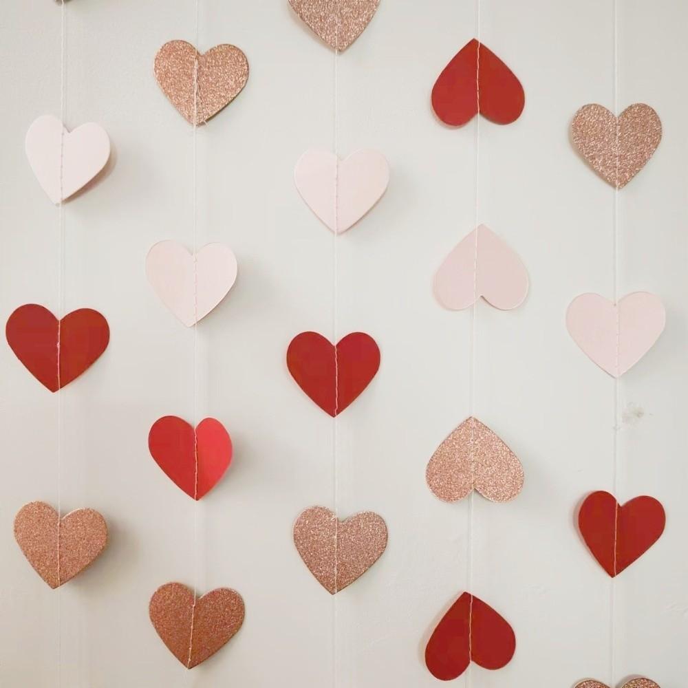 Paper Heart Streamer Banner Decorative Paper Garland Paper Heart Decorations Wedding Decorations
