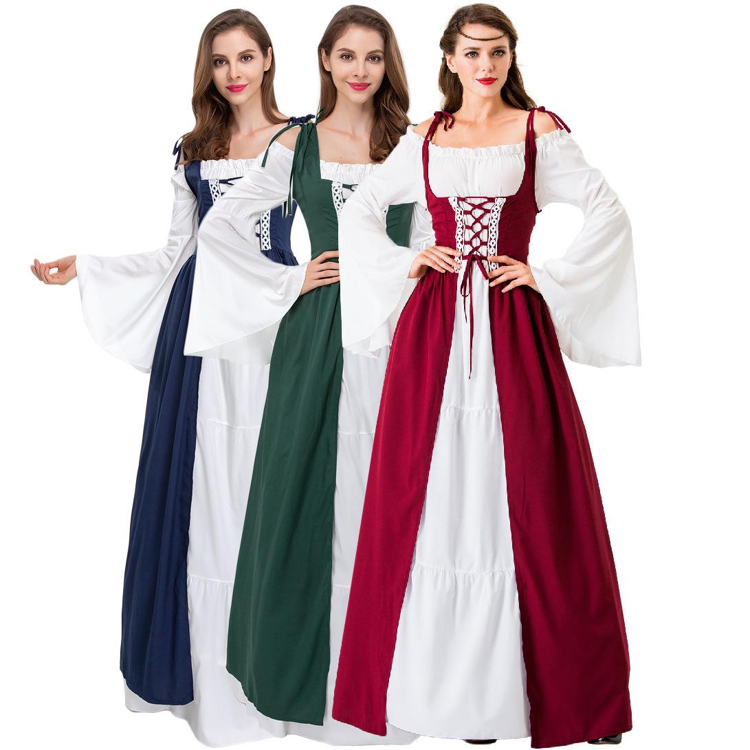 

Vintage court dress, Halloween costume adult, princess queen, play stage costume XXL темно-синього кольору