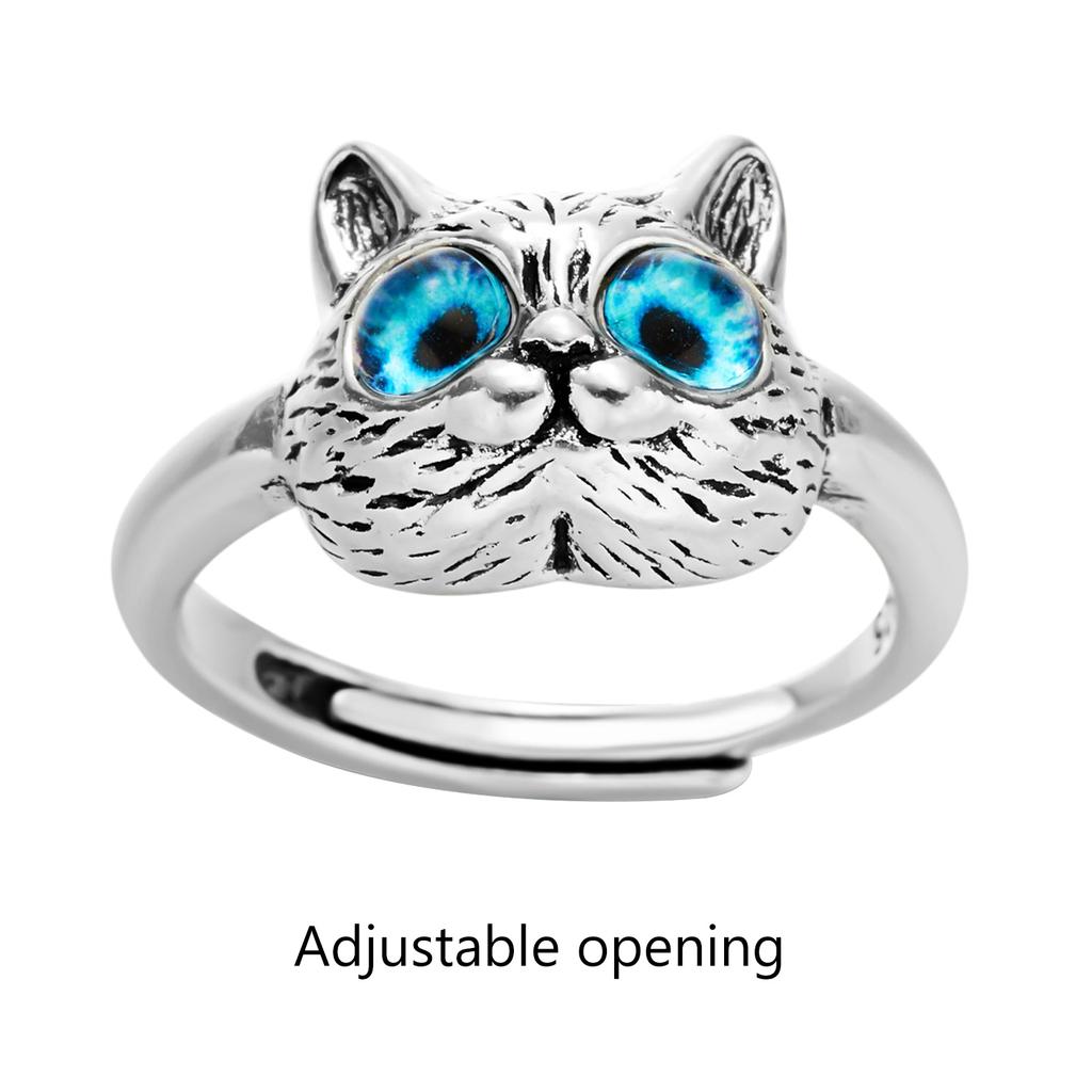 Cat Ring Retro Animal Ring Open Adjustable Middle Finger Index-Finger Rings Women Jewelries Gift for Girl Teen