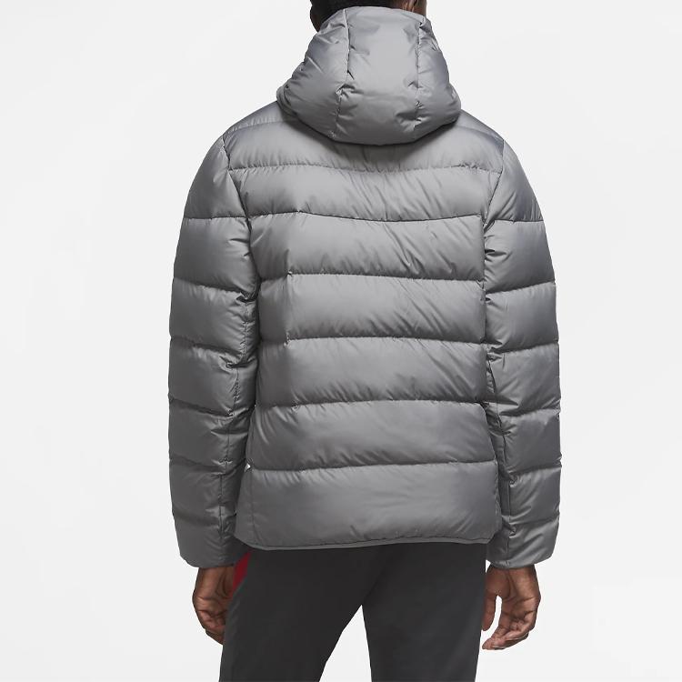 Nike Kurtka puchowa męska z kapturem i długim rękawem z nadrukiem Strike odzież wierzchnia szara DA6665-087