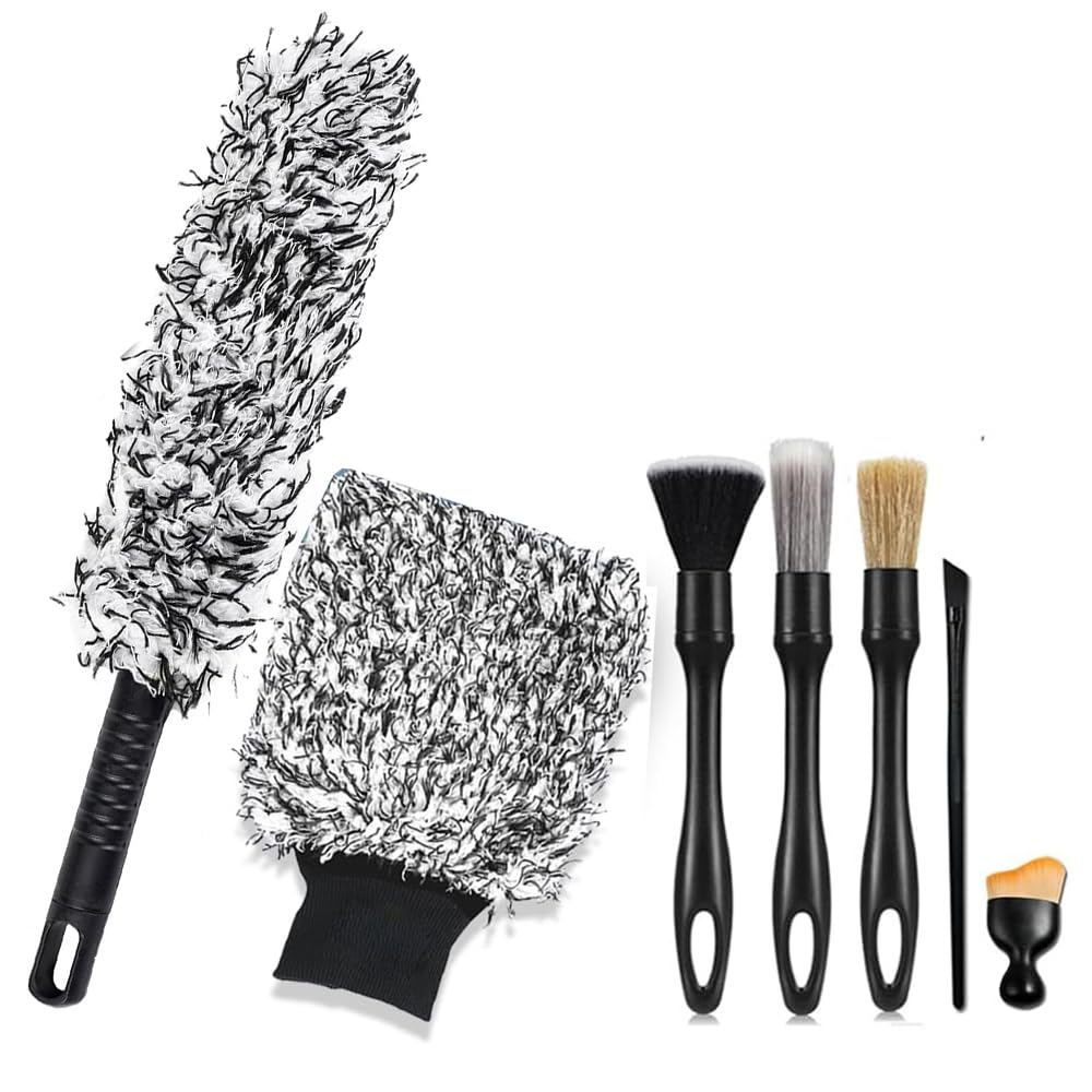 

Щетка для мойки автомобиля, Различные деталировочные щетки, Для кузова, Для очистки автомобиля, Очистка щелей, Set of 7 car чёрный