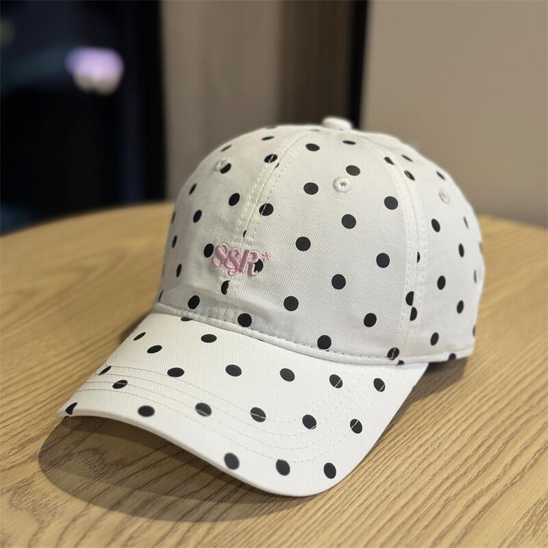Autumn Ins Soft Top Letter Polka Dot Baseball Cap Women's Casual Versatile Sunscreen Visor Face Small Cap