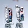 Cute Female Rainbow Crystal Zircon Stone Hoop Earrings For Women Silver Gold Color Wedding