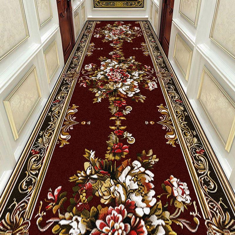 Gorgeous Retro European Long Corridor Carpet Hall Runner Decor Non-slip Washable Stairway Rugs Home Aisle Floor Mat Customizable