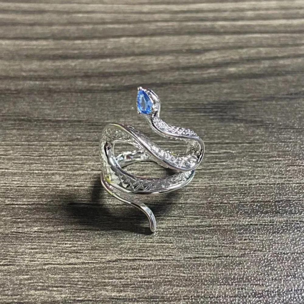 Elegant Rhinestone Snake Ring Open Adjustable Animal Ring Women's Exquisite Party Daily Gift Valentine's Day Jewelry