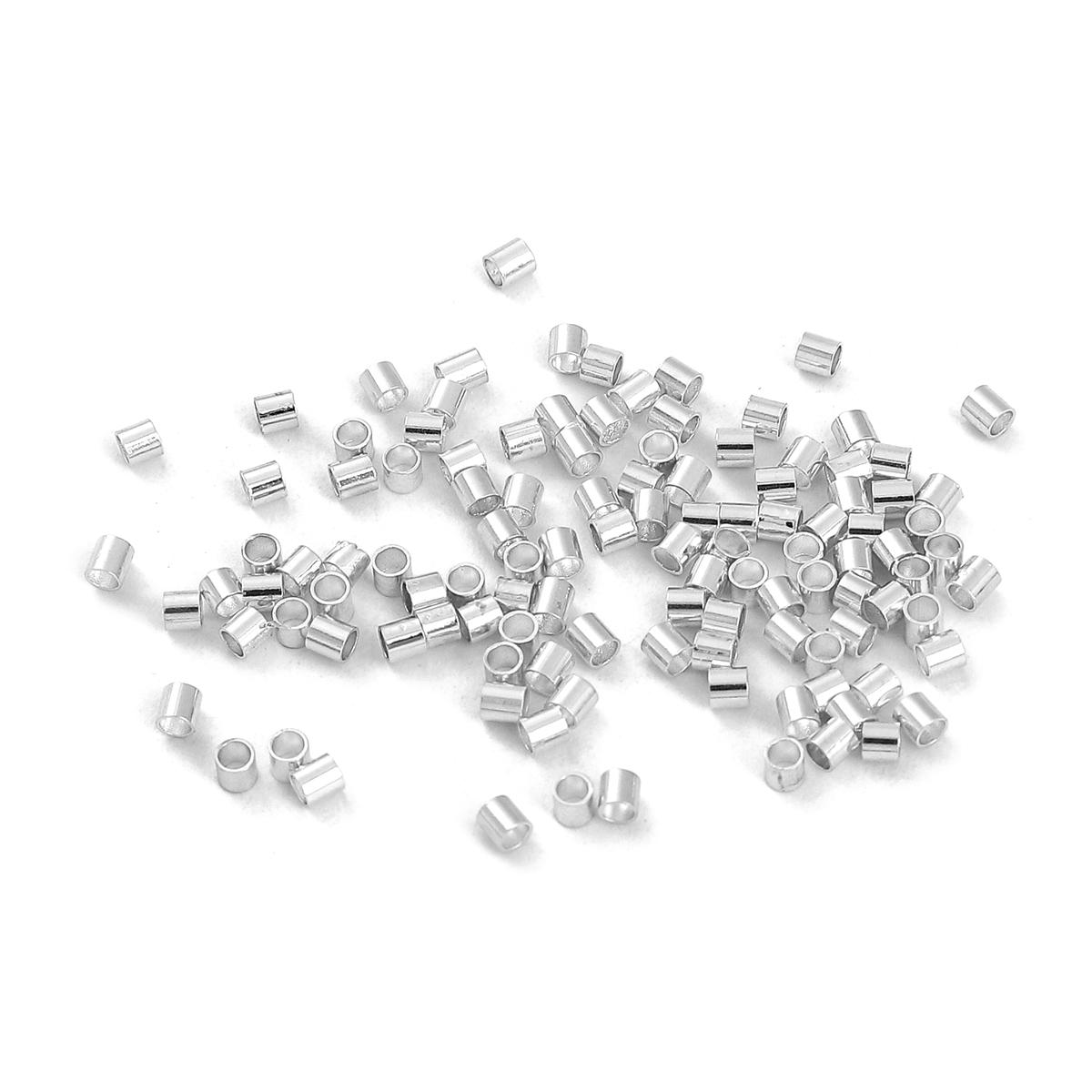 

100 шт. медный цилиндрический зажим, плоская позиционирующая трубка для изготовления ювелирных изделий своими руками, аксессуары для рукоделия 2x2mm серебряный