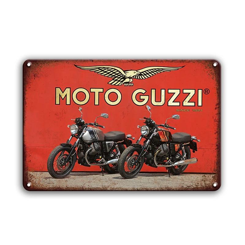 Vintage Motorcycle Guzzi Metal Sign Retro Plate Decorative Plaque Wall Decor Garage Man Cave Motor Tin Painting Wall Decor