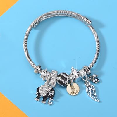 Boho Stainless Steel Cuff Bracelets & Bangles For Women Fashion Elephant Wing Charm Bangle Jewelry