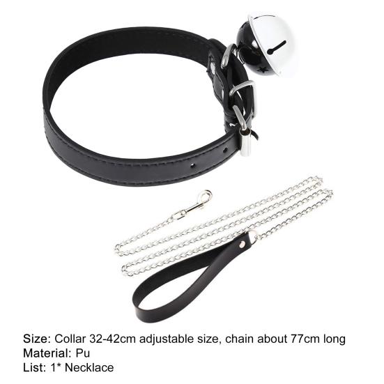 Opaska na kołnierz Seksowny metalowy dzwonek ze sztucznej skóry Wygodny pasek na szyję do sypialni