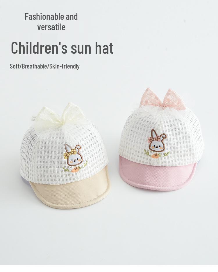 Children's Cute Rabbit Embroidered Mesh Baseball Cap - Breathable, Windproof, Sun Protection Hat