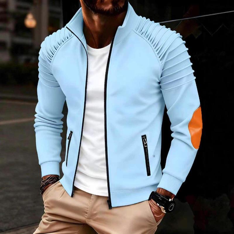 2026 Spring and Autumn New Men's Casual Solid Color Plaid Pocket Collar Long Sleeve Sports Polo Shirt for Men